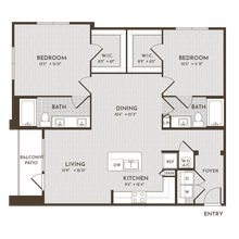 2BR 2BA (1209 SF) 12312 floor plan